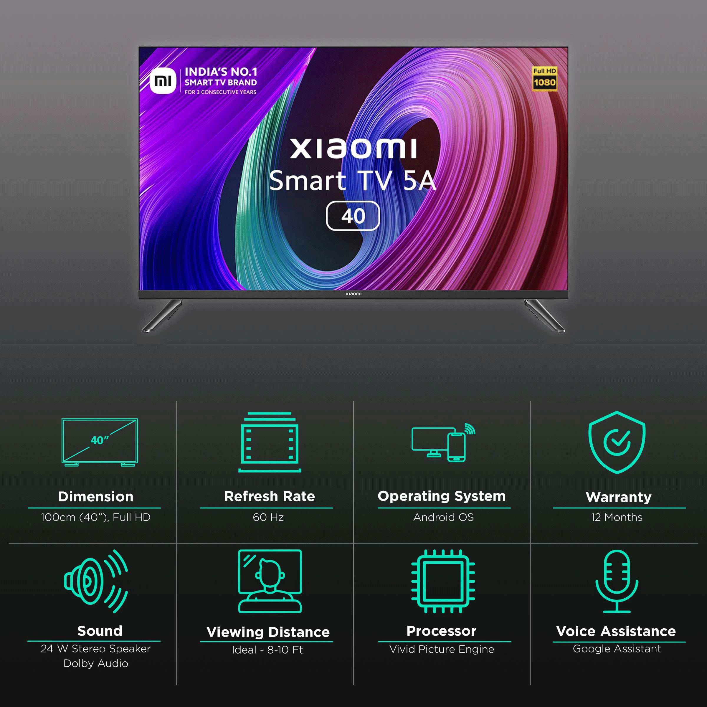 Buy Mi 5A 100 Cm 40 Inch Full HD LED Smart Android TV With Google buy-mi-5a-100-cm-40-inch-full-hd-led-smart-android-tv-with-google
